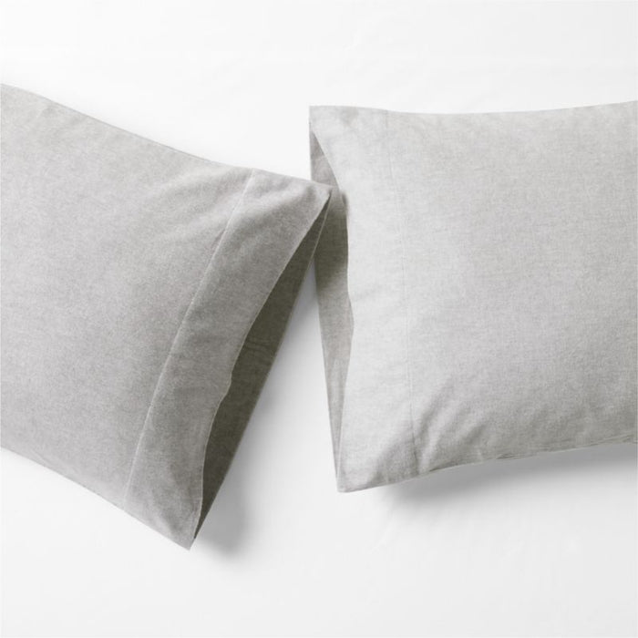 Cozysoft Organic Flannel Grey King Pillowcases, Set of 2