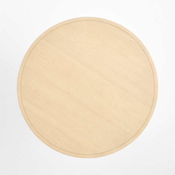 Fleur 36" Faux Travertine and Wood Round Pedestal Dining Table