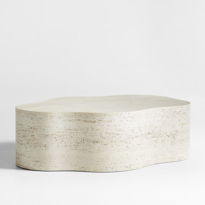 Fleur Faux Travertine Resin 52" Coffee Table