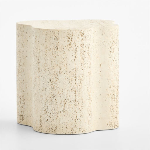 Fleur Faux Travertine Resin 24" Side Table