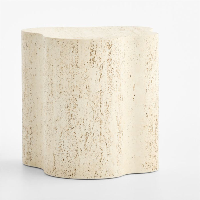Fleur Faux Travertine Resin 24" Side Table