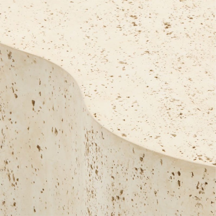 Fleur Faux Travertine Resin 24" Side Table