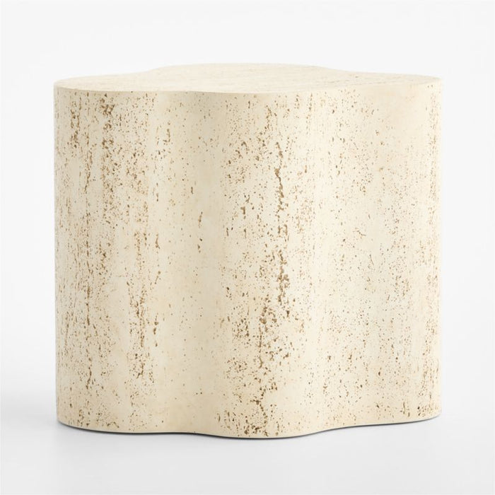 Fleur Faux Travertine Resin 24" Side Table