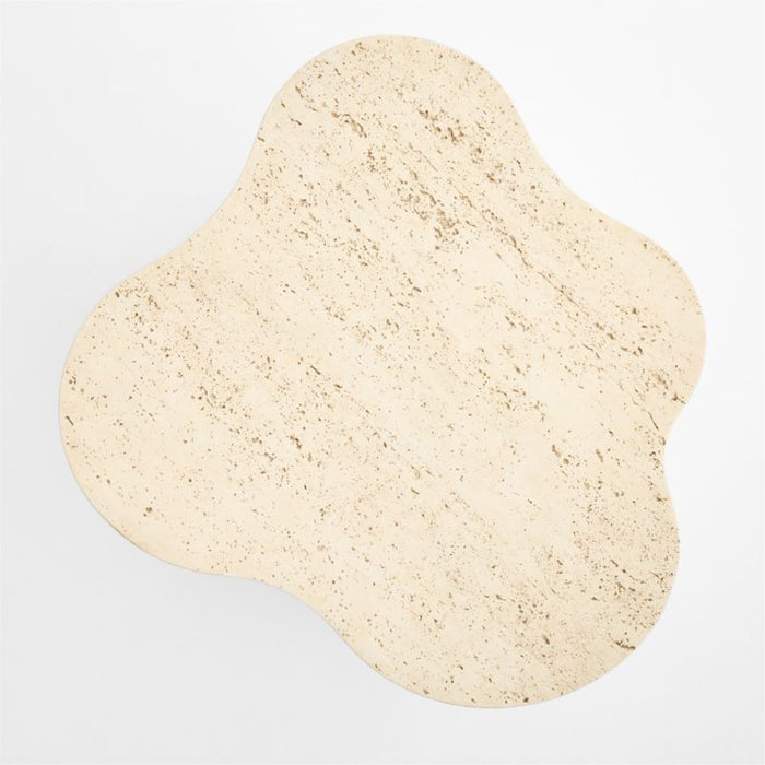 Fleur Faux Travertine Resin 24" Side Table