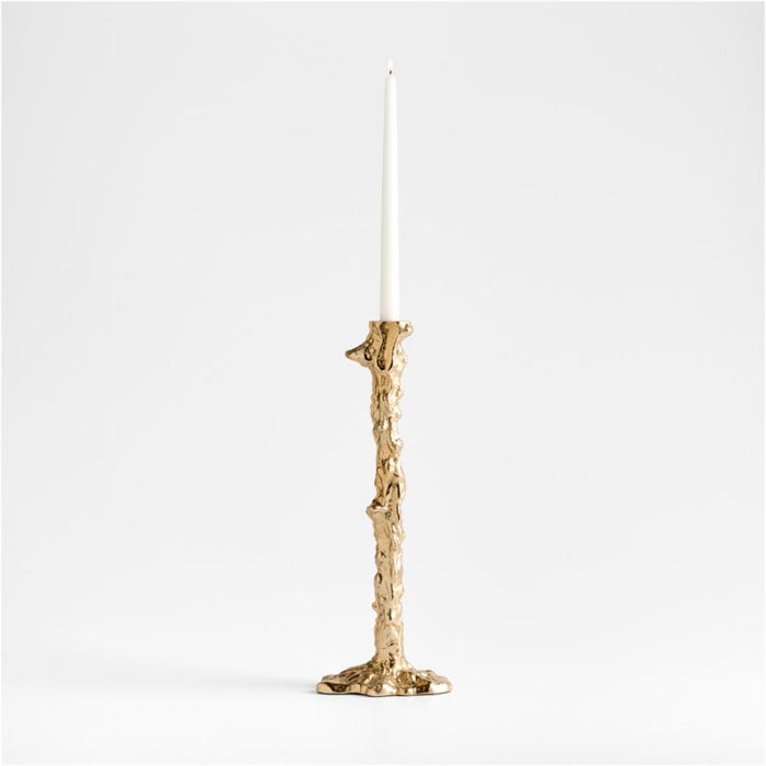 Foundry Large Melted Gold Metal Taper Candle Holder 17"