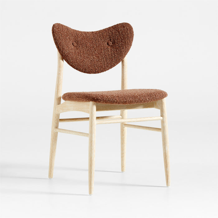 Frederique Cerused Natural Oak Wood Upholstered Dining Side Chair