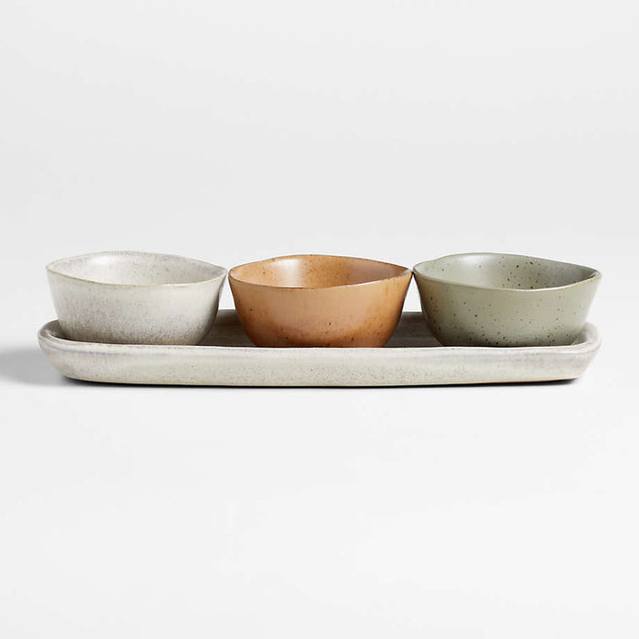 Carmel 3-Part Ceramic Dip Bowl & Tray by Gaby Dalkin
