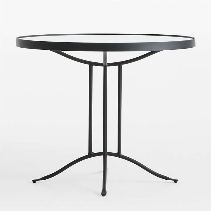 Galleria 35" Metal and Glass Top Outdoor Bistro Dining Table Set