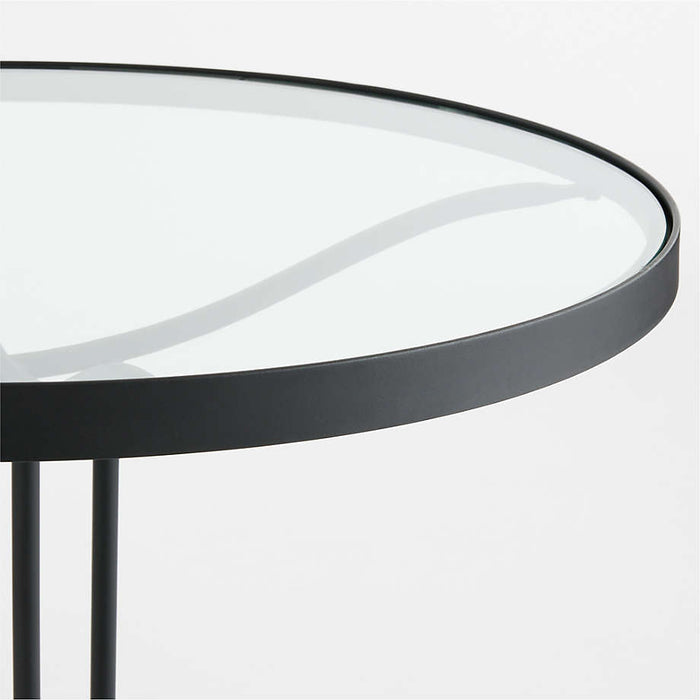 Galleria 35" Metal and Glass Top Outdoor Bistro Dining Table Set