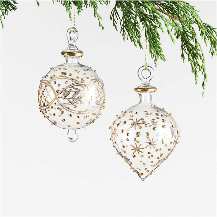 Gold & Clear Glass Onion Christmas Tree Ornament