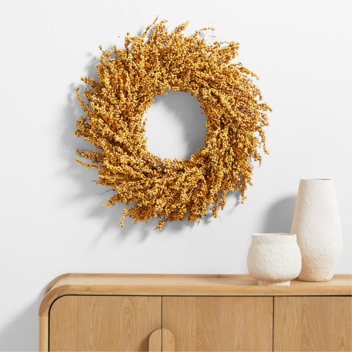 Faux Golden Yellow Mini Berry Wreath 32"