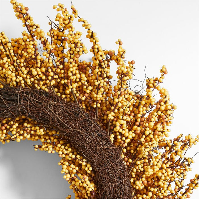 Faux Golden Yellow Mini Berry Wreath 32"