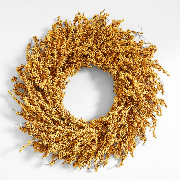 Faux Golden Yellow Mini Berry Wreath 32"
