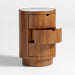 Gracia Walnut Wood and Marble Nightstand with Drawers