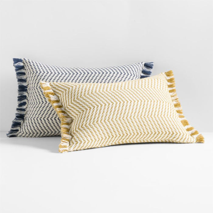 Gracinha Zigzag Fringe Organic Cotton 22"x15" Moroccan Ocher Throw Pillow Cover