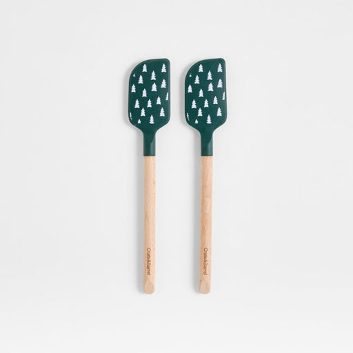 Green Trees Silicone and Wood Mini Spatulas, Set of 2