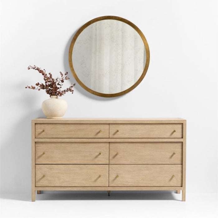 Harrington Brass Patina Round Metal Wall Mirror 36"