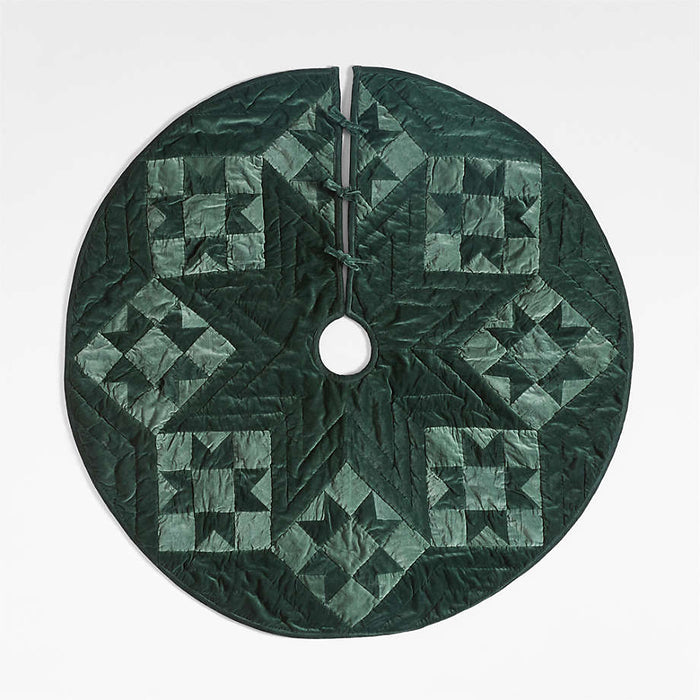 Green Velvet Heritage Christmas Tree Skirt