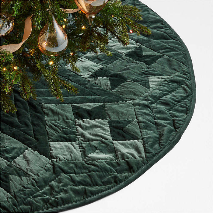 Green Velvet Heritage Christmas Tree Skirt