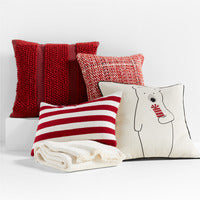 Luminous Red Stripe 22"x15" Holiday Throw Pillow Cover by Joan Anderson
