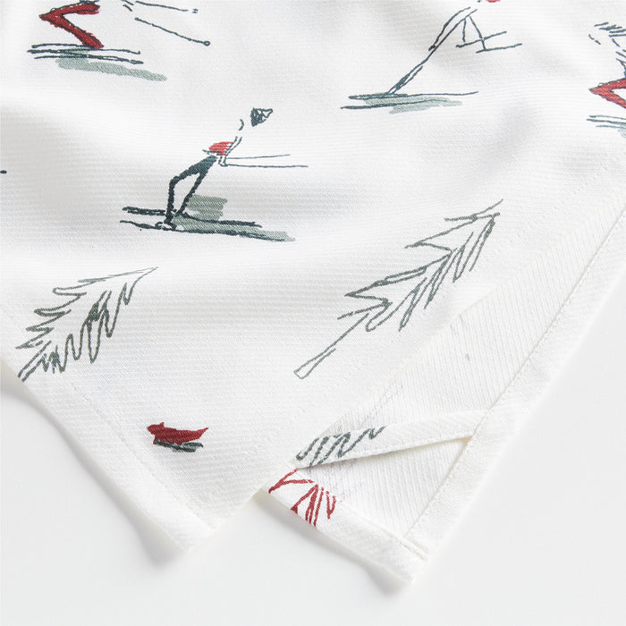 Holiday Skiers Organic Cotton Dish Towel