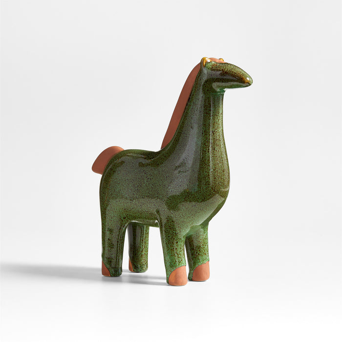 Small Green Earthenware Decorative Horse Sculpture
