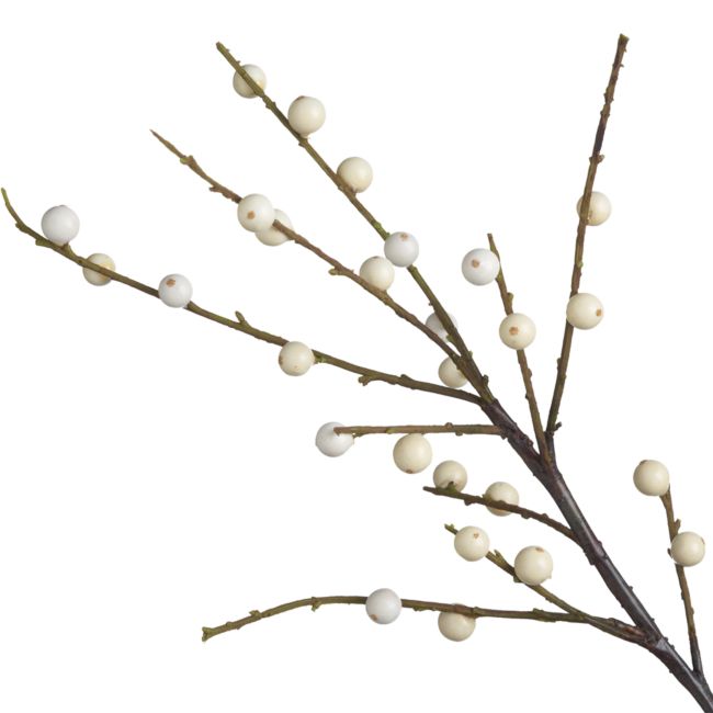 Faux Ilex White Berry Stem Branch