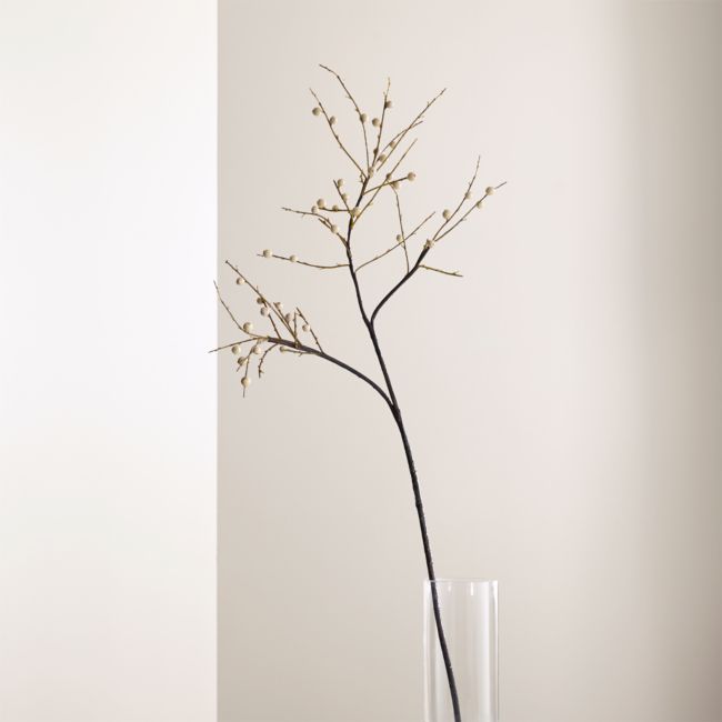 Faux Ilex White Berry Stem Branch