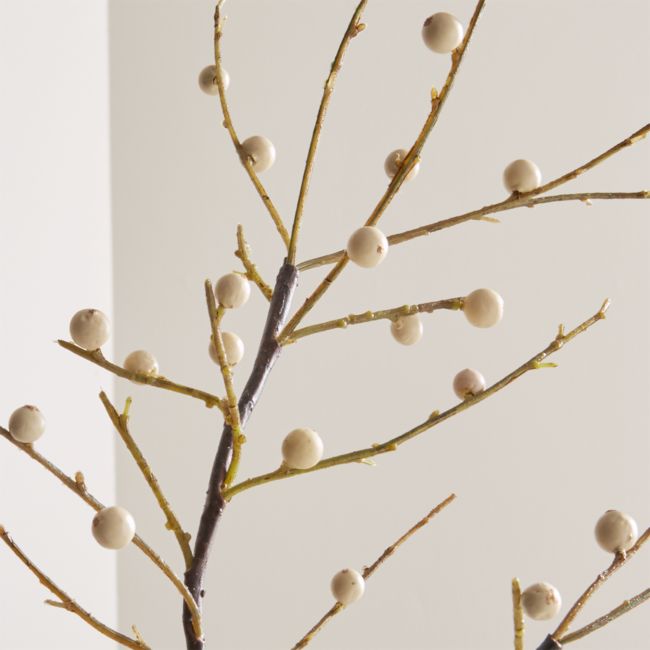 Faux Ilex White Berry Stem Branch