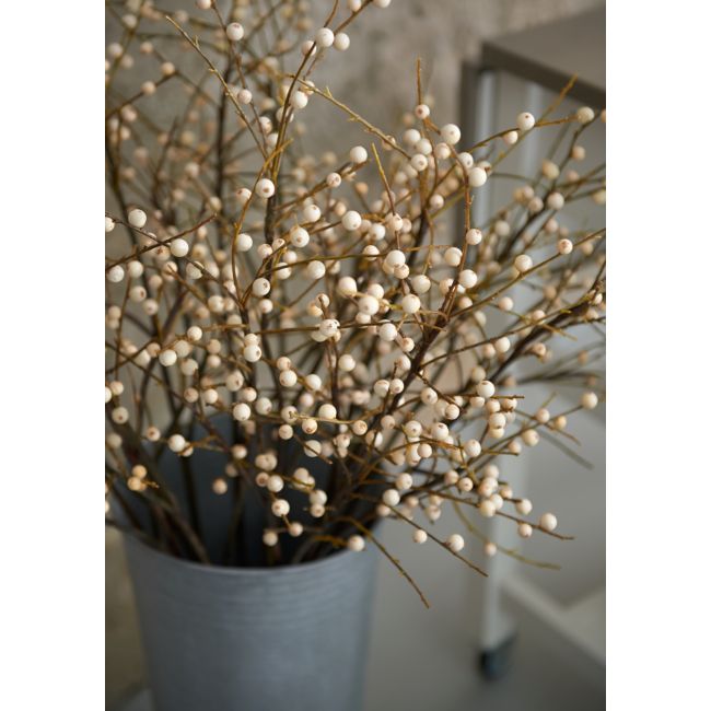 Faux Ilex White Berry Stem Branch