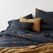 EUROPEAN FLAX -Certified Linen Impressionist Floral Midnight Navy Blue King Pillow Sham Cover