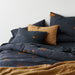 Impressionist Floral Linen Sultry Navy Blue Full/Queen Duvet Cover