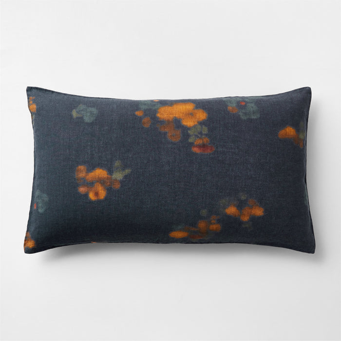 EUROPEAN FLAX ™-Certified Linen Impressionist Floral Midnight Navy Blue King Pillow Sham Cover