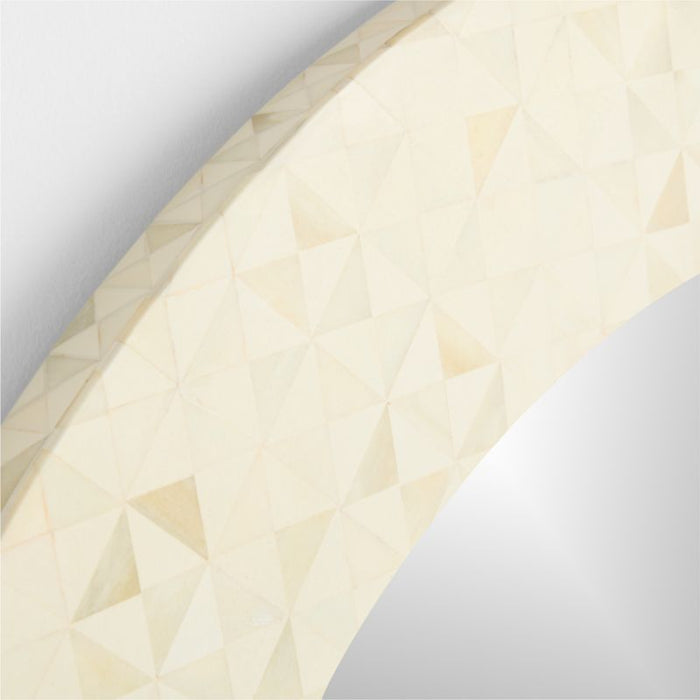 Intarsia Off-White Bone & Resin Round Wall Mirror