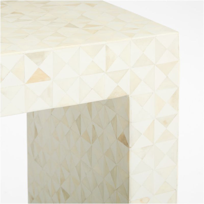 Intarsia Rectangular Off-White Mosaic Resin 72" Console Table