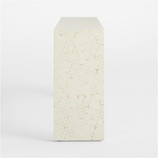 Intarsia Rectangular Off-White Mosaic Resin 72" Console Table