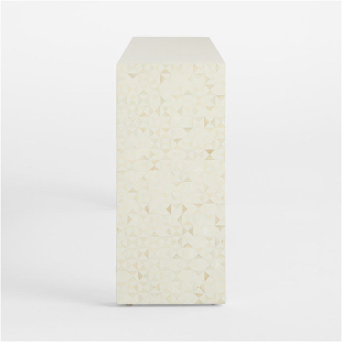 Intarsia Rectangular Off-White Mosaic Resin 72" Console Table