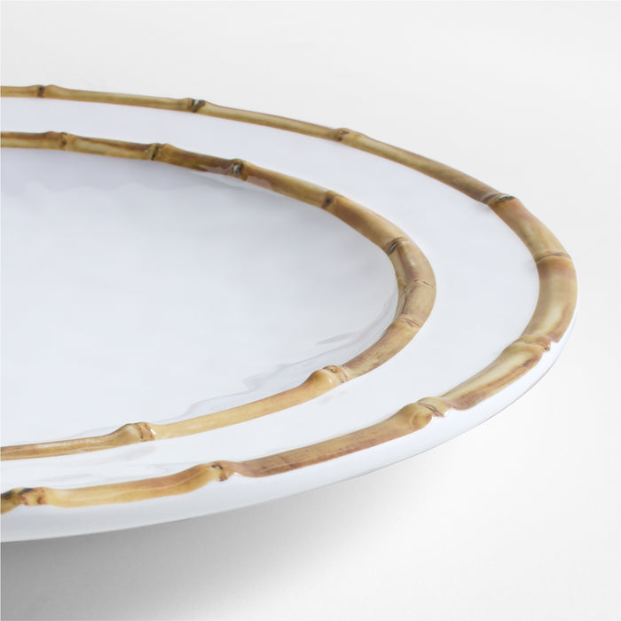 Abbott White and Bamboo Outdoor Melamine Dinner Plate by Jake Arnold