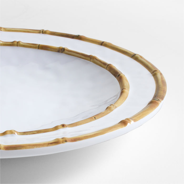 Abbott White and Bamboo Outdoor Melamine Salad Plate by Jake Arnold