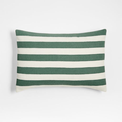 Pine Green Stripe 22"x15" Holiday Throw Pillow Cover by Joan Anderson