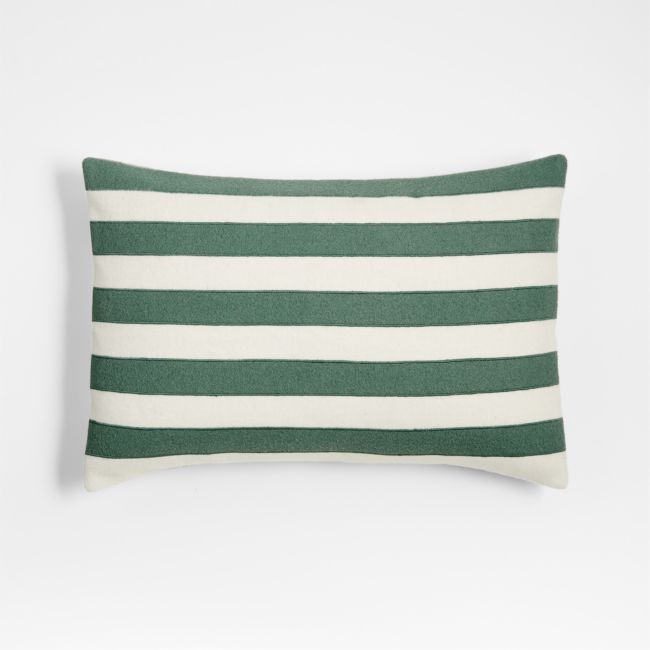 Pine Green Stripe 22"x15" Holiday Throw Pillow Cover by Joan Anderson