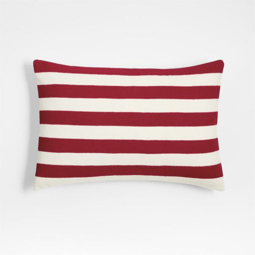 Luminous Red Stripe 22"x15" Holiday Throw Pillow Cover by Joan Anderson
