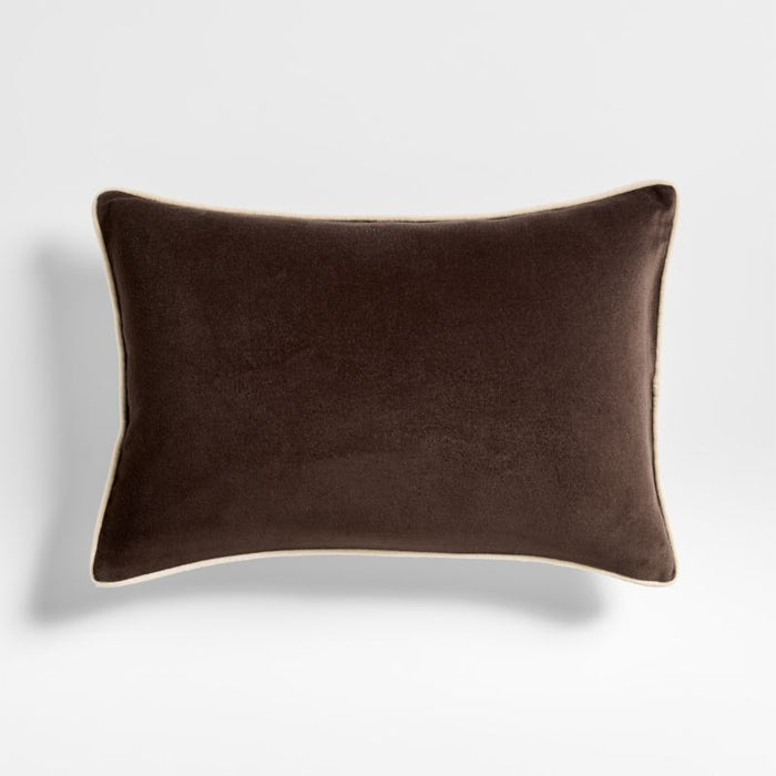 Solid Organic Cotton Velvet 22x15 Deep Brown Throw Pillow Cover by Jeremiah Brent