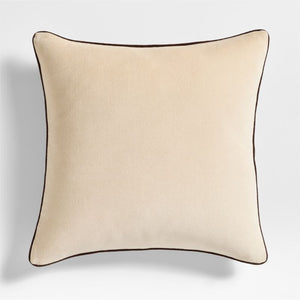 Solid Organic Cotton Velvet 23"x23" Travertine Beige Throw Pillow Cover by Jeremiah Brent
