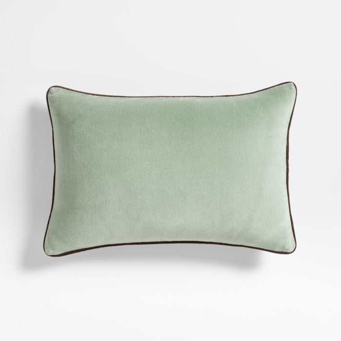 Solid Organic Cotton Velvet 22x15 Verte Green Throw Pillow Cover by Jeremiah Brent