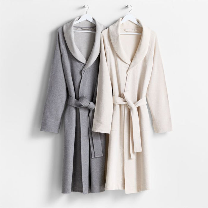 Organic S/M Cotton Jersey Heathered Grey Bath Robe