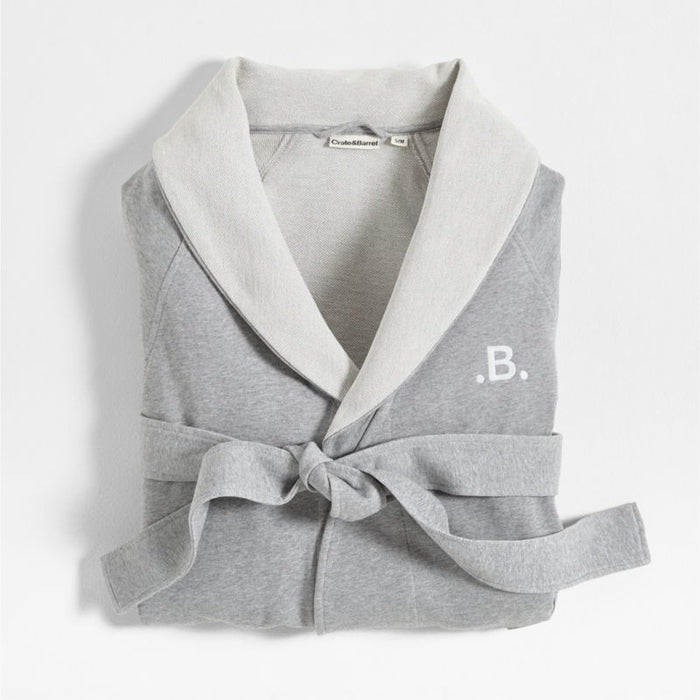 Organic S/M Cotton Jersey Heathered Grey Bath Robe