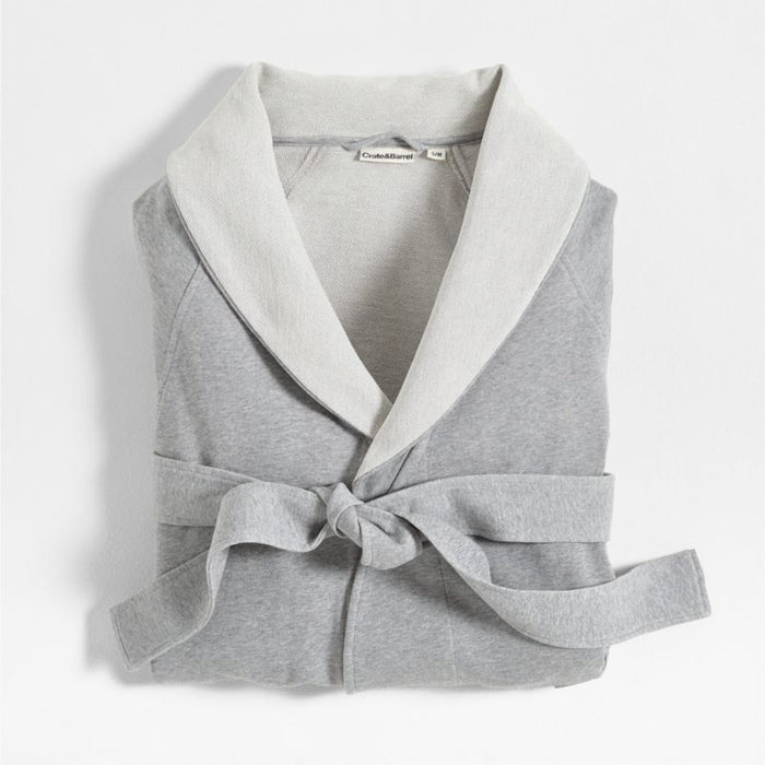 Organic L/XL Cotton Jersey Heathered Grey Bath Robe