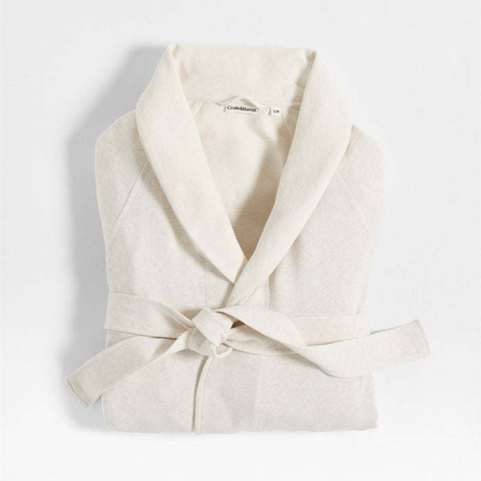 Organic S/M Cotton Jersey Heathered Ivory Bath Robe