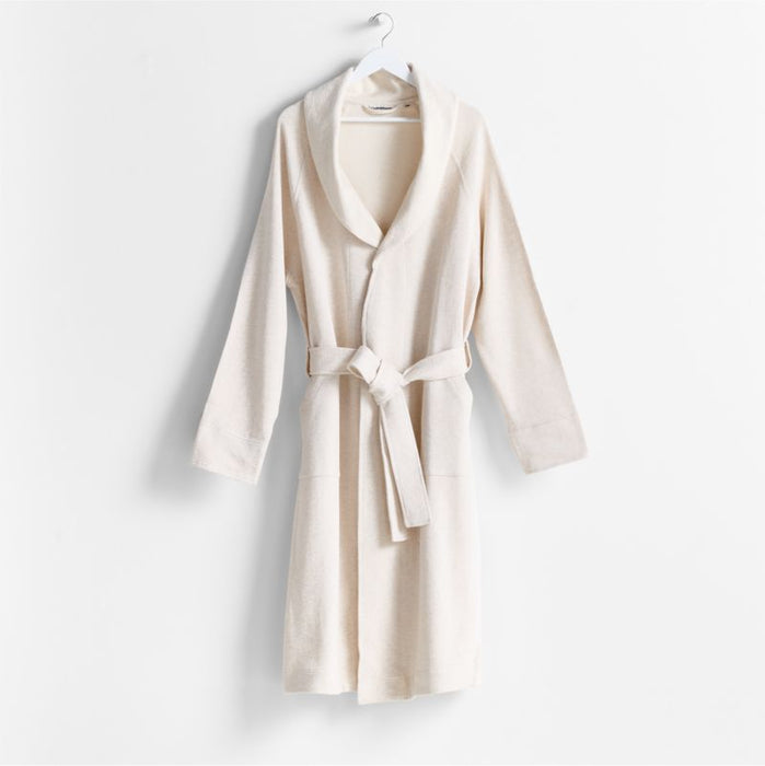 Organic L/XL Cotton Jersey Heathered Ivory Bath Robe